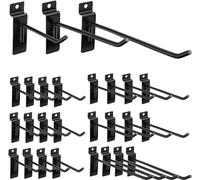 KAHEIGN Lot de 24 crochets robustes pour mur à lattes - 10 cm/15 cm/20 cm - Crochets pour panneau mural - Crochets pour panneau perforé - Pour garage, stockage, magasin, vente au détail - Noir - 3