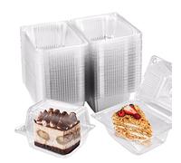 KAHEIGN Lot de 60 boîtes à gâteau, 14 x 10 cm, individuelles, transparentes, avec couvercles pour grands muffins, salade, hamburgers, sandwichs, pâtes