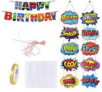 KAHEIGN Signe d'action De Super-héros Décorations Murales Et Justice League Bannière d'anniversaire pour Enfants Garçons Filles Décorations De Fête d'anniversaire