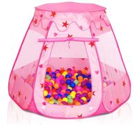 KAHEIGN Tente de Princesse Pop-Up, 115CM x 90CM Tente de Enfants Jeu Pliable Piscine à Balles Princesse Rose avec Sac de Transport pour Garçon Fille Animaux Jeux Intérieur Extérieur Jardin Jeu (Rose)