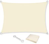 KAHEIGN Voile D'ombrage, 2,5 M x 3 M Étanche Bloc UV à 98% Toile De Protection Solaire Auvent D'auvent De Protection Solaire 120gsm pour La Fête De Jardin Patio Extérieur (Crème)