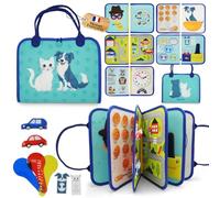 KAHOUETT Busy Board Montessori en Français - Livre d'Activités Sensoriel en Feutrine - Jeu Educatif Calme de 2 3 4 5 Ans - Motricité Fine, Emotions et Couleurs - Ideal Voyage, Avion et Voiture