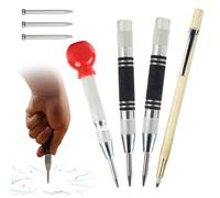 KAHOUI 3 Pièces Pointeau Automatique, Pointeau Central Automatique avec Pointe a Tracer, Pointeau a Frapper avec 3 Embouts de Rechange, Poincon Metal a Frapper pour le Métal le Bois le Verre