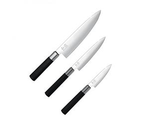 KAI 67S.300 Set 3 Couteaux, Acier Inoxydable, Noir, 39, 5 x 2, 5 x 15 cm