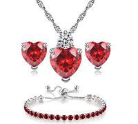kai bao city Ensemble collier et boucles d'oreilles à tige en forme de cœurs et cristaux imitation ru ijoux tendance réglables pour femmes, adolescentes, épouses, fêtes, fiançailles, cadeaux de