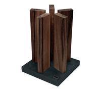 KAI Bloc à couteaux magnétique Stonehenge en noyer avec base en granit - bois haut de gamme - pour 10 couteaux - dimensions 21 x 21 x 28-30 cm, Marron