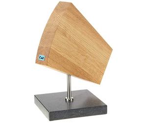 KAI Bloc à couteaux rotatif à 360° en chêne avec base en granit - bois haut de gamme - pour 6 à 8 couteaux, magnétique double face - dimensions 31 x 18 x 34 cm