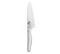 KAI Seki Magoroku Shoso Santoku avec Tranchant en Granton 16,5 cm - Acier Inoxydable 5CR15MoV 56 (±1) HRC - Convexe - Manche en Acier Inoxydable 18-8 avec Motif en Diamant - Fabriqué au Japon