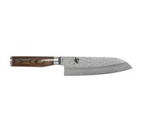 KAI Shun Premier Tim Mälzer Santoku 18 cm Longueur de Lame - Noyau VG-Max 61 HRC, Acier Damas Poli de 32 Couches - Manche en Pakkawood Marron Moyen - Finition Martelée - Fabriqué au Japon