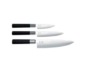 KAI Ensemble de couteau de cuisine & 2 couteaux universels Kai Wasabi Black 3 pièces