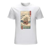 KAI KOU SONG ZI Funny Howls Moving Castle Ukiyo E T-Shirt for Men O Neck Cotton White S