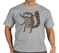 KAI KOU SONG ZI Mordecai and Rigby Regular Show Scared Quality Men's T Shirt Grey XXL