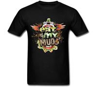 KAI KOU SONG ZI Retro Monster Truck Eat My Mud Male T Shirts Black L