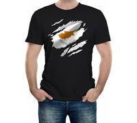 KAI KOU SONG ZI Torn Cyprus Flag Men's T-Shirt Greece Cypriot Nicosia Country National Black M