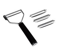 KAI Michel Bras Éplucheur Universel avec 4 Lames - 2x lame lisse / 2x lame julienne - Éplucheur en forme de T en acier inoxydable avec lame de 5,7 cm/manche de 10 cm - éplucheur pour légumes et fruits