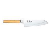 KAI Seki Magoroku Composite Couteau Santoku 16,5 cm de - Acier Inoxydable SUS420J2 56 HRC/Acier VG 10 61 HRC - Bois de Pakka à Grain léger - fabriqué à la Main au Japon - Soie complète