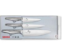 KAI Seki Magoroku Shoso Ensemble de Couteaux 3 Pièces - Couteau Utilitaire 12 cm, Couteau Utilitaire 15 cm, Couteau de Chef 18 cm - Acier 5CR15MoV 56 (±1) HRC - Fabriqué au Japon