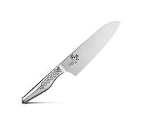 KAI Seki Magoroku Shoso Santoku 16,5 cm - Acier Inoxydable 5CR15MoV 56 (±1) HRC - Convexe - Manche en Acier Inoxydable 18-8 avec Motif en Diamant - Couteau de Chef Japonais - Fabriqué au Japon
