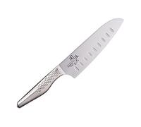 KAI Seki Magoroku Shoso Santoku avec Tranchant en Granton 16,5 cm - Acier Inoxydable 5CR15MoV 56 (±1) HRC - Convexe - Manche en Acier Inoxydable 18-8 avec Motif en Diamant - Fabriqué au Japon