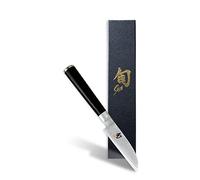 KAI Shun Classic Couteau à Légumes Japonais 9 cm Longueur de Lame - Couteau Damas 32 Couches Noyau VG MAX - 61 (±1) HRC - Manche en Pakkawood - Fabriqué au Japon - Couteau Utilitaire Forgé