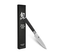 KAI Shun Classic Couteau Utilitaire Japonais 10 cm Longueur de Lame - Couteau Damas 32 Couches Noyau VG MAX - 61 (±1) HRC - Manche en Pakkawood - Fabriqué au Japon - Couteau à Légumes Éplucheur Forgé