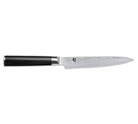 KAI Shun Classic Couteau Utilitaire Japonais 15 cm avec Bordure Dentelée - Couteau Damas 32 Couches Noyau VG MAX - 61 (±1) HRC - bois de pakka - Fabriqué au Japon - Forgé
