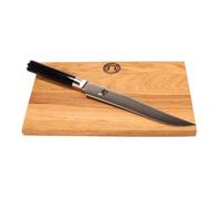 Kai Shun Classic DM-0703 Ensemble comprenant un couteau à découper sensationnel avec lame damassée de 20 cm et une planche à découper en chêne fait à la main 30 x 18 cm