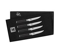 KAI Shun Classic Ensemble de 4 Couteaux à Steak Japonais 12 cm - Couteau Damas 32 Couches Noyau VG Max - 61 (±1) HRC - Bois de Pakka - Fabriqué au Japon - Forgé