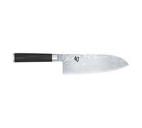 KAI Shun Classic Grand Santoku 19 cm Longueur de Lame - Couteau Damas 32 Couches Noyau VG Max - 61 (±1) HRC - Manche en Pakkawood - Fabriqué au Japon - Couteau de Chef Japonais Forgé