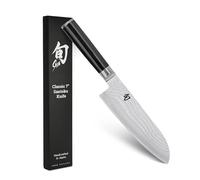 KAI Shun Classic Santoku 18 cm Longueur de Lame - Couteau Damas 32 Couches Noyau VG MAX - 61 (±1) HRC - Manche en Pakkawood - Fabriqué au Japon - Couteau de Chef Japonais Forgé