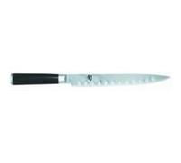 KAI Shun Classic Couteau à Jambon Japonais 23 cm Longueur de Lame avec Bordure Granton - Couteau Damas 32 Couches Noyau VG MAX - 61 (±1) HRC - bois de pakka - Fabriqué au Japon - Forgé