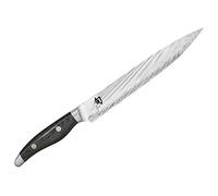 KAI Shun Nagare Couteau à Jambon 23 cm Longueur de Lame - Lame à Double Noyau en Acier Damascus de 72 Couches VG 2 & VG 10 - Pakkawood Gris-Noir - Fabriqué à la Main au Japon - Couteau à Viande Forgé