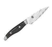 KAI Shun Nagare Couteau d'Office 9 cm - Lame à Double Noyau en Acier Damascus de 72 Couches VG 2 & VG 10 - Bois de Pakka Gris-Noir - Fabriqué à la Main au Japon - Couteau à Légumes Paring Forgé