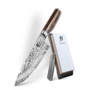 KAI Shun Premier Tim Mälzer TDM-1706-W25 Set de 3 couteaux de Noël - Couteau de chef damassé 20 cm avec pierre à aiguiser et aide à l'affûtage pour une coupe précise et professionnelle