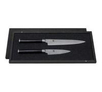 KAI Shun Classic Ensemble de 2 Couteaux de Chef Japonais - Couteau Utilitaire 15 cm de Longueur de Lame + Couteau de Bureau 9 cm - Couteau Damas 32 Couches VG Max Core - 61 (±1) HRC - Bois de Pakka
