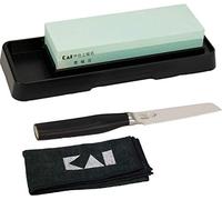 Kai Shun Tim Mälzer | Couteau d'office KAMAGATA (TMK-0700) | + Pierre à aiguiser Kai AP 0305 (grain 400/1000) | + Chiffon de polissage haut de gamme de Kai | Prix public : 109 €