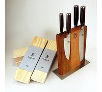 Kai Shun. Tim Mälzer Set de Couteaux Exclusif, handgefertigter Bloc à Couteau aimanté avec 4 1701, 1723, Japonaise de Couteau damassé (TDM 1702 et 1705)