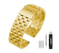 Kai Tian 18 mm 20 mm 22 mm 24 mm 26 mm Bracelet de montre pour homme en acier inoxydable avec finition brossée - Argent, Noir, Bleu - Bracelet de montre de rechange avec boucle déployante en métal