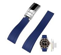 Kai Tian 20mm Bracelet de Montre en Silicone avec Double Fermoir Pliant, Bracelet Montre Bleu pour Hommes et Femmes
