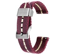 Kai Tian 22mm Bracelet de Montre Ton Rouge Kaki Support en Métal Tissu de Lin Boucle à Dégagement Rapide Bracelet de Montre de Remplacement pour Hommes Femmes
