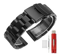 Kai Tian 22mm bracelet en acier inoxydable Noir bracelet en métal brossé double verrouillage boucle déployante montres bracelets pour hommes et femmes