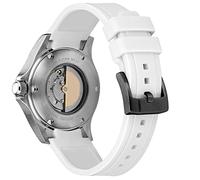 Kai Tian 22mm noble courbe bracelet caoutchouc Blanc (Noir Boucle) bracelet pour hommes bracelet femme