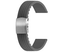 Kai Tian 24mm Bracelet Caoutchouc Silicone Bracelet de Montre avec Pneu Texture Boucle en Acier Inoxydable pour Hommes Femmes Gris