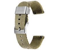 Kai Tian 24mm Bracelet de Montre Kaki Support en Métal Tissu de Lin Boucle à Dégagement Rapide Bracelet de Montre de Remplacement pour Hommes Femmes