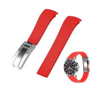 Kai Tian Bracelet de montre 18 mm, 20 mm, 22 mm en caoutchouc avec extrémité courbée en silicone, bracelet de montre de rechange en caoutchouc courbé aminci avec boucle de plongée classique pour homme