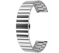 Kai Tian Bracelet de montre à rayures horizontales 22mm en acier inoxydable Bracelet en métal Boucle à dégagement rapide Argent pour femmes hommes