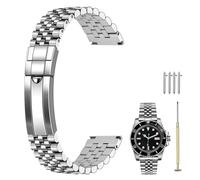 Kai Tian Bracelet de montre classique en acier inoxydable - 20 mm - 22 mm - Poli - Brossé - Réglage à vis - Deux tons - En métal de qualité supérieure - Argenté, 20mm, Pierre précieuse, Pas de gemme