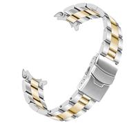 Kai Tian Bracelet de montre conique à extrémité incurvée en acier inoxydable pour homme et femme - 20 mm - 22 mm - Boucle de déploiement solide - Noir/argenté, 20mm, Acier inoxydable, Pas de gemme