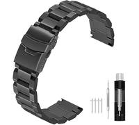 Kai Tian Bracelet de montre de rechange en acier inoxydable à double verrouillage, finition brossée, pour homme et femme, 18 mm, 20 mm, 22 mm, 24 mm, noir argenté, 26mm