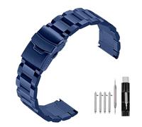Kai Tian Bracelet de montre de rechange en acier inoxydable solide à double verrouillage - Finition brossée - Pour homme et femme - 18 mm, 20 mm, 22 mm, 24 mm - Noir/argenté, 24mm, Acier inoxydable